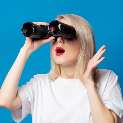 looking, searching, woman, binoculars, 